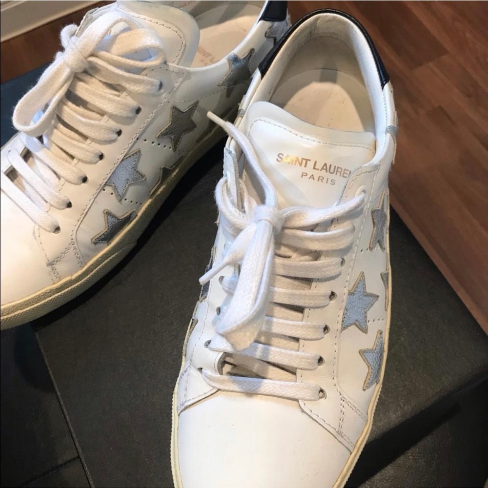 YSL Court Classic metallic-trimmed sneakers